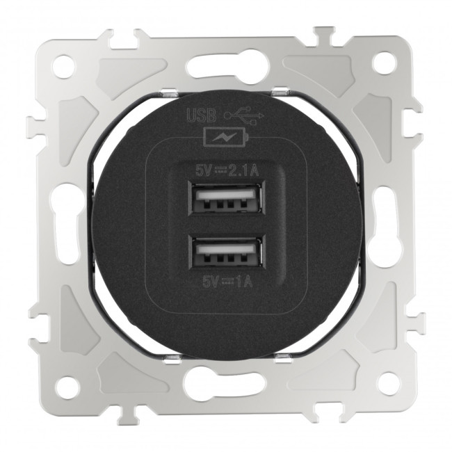 Розетка USB 2.1А+1А Arte Milano 202.46-1.black Розетка USB 2.1А+1А Arte Milano 202.46-1.black