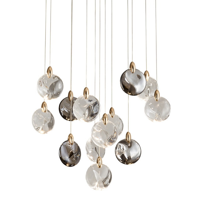 Каскадная люстра Delight Collection OD2440-13 gold/clear+amber+grey Каскадная люстра Delight Collection OD2440-13 gold/clear+amber+grey