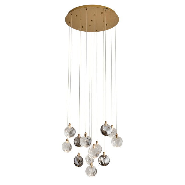 Каскадная люстра Delight Collection OD2440-13 gold/clear+amber+grey Каскадная люстра Delight Collection OD2440-13 gold/clear+amber+grey