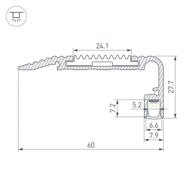 Профиль Arlight STAIR-W60-2000 ANOD BLACK (Алюминий) 060867