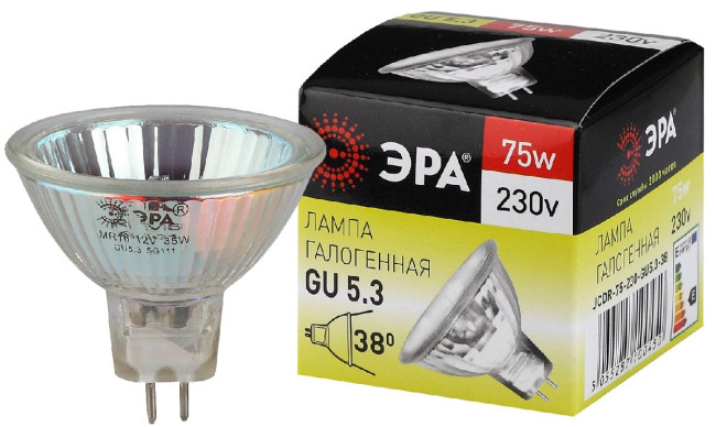 Лампа галогенная Эра GU5.3 75W 3000K GU5.3-JCDR (MR16) -75W-230V-CL C0027366 Лампа галогенная Эра GU5.3 75W 3000K GU5.3-JCDR (MR16) -75W-230V-CL C0027366