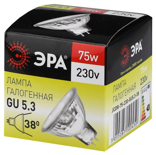 Лампа галогенная Эра GU5.3 75W 3000K GU5.3-JCDR (MR16) -75W-230V-CL C0027366 Лампа галогенная Эра GU5.3 75W 3000K GU5.3-JCDR (MR16) -75W-230V-CL C0027366