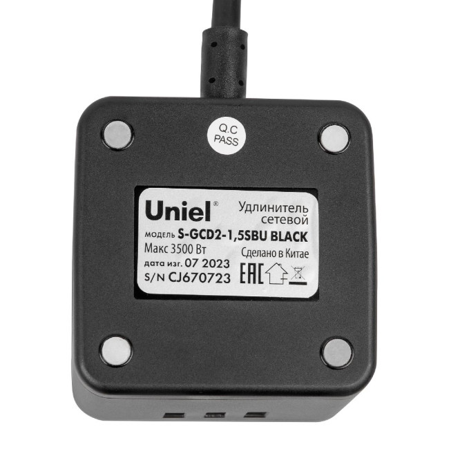 Удлинитель Uniel S-GCD2-1,5SBU BLACK UL-00011250 Удлинитель Uniel S-GCD2-1,5SBU BLACK UL-00011250
