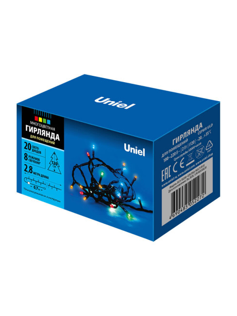 Светодиодная гирлянда Uniel (11092) разноцветный ULD-S0280-020/DGA Multi IP20 Светодиодная гирлянда Uniel (11092) разноцветный ULD-S0280-020/DGA Multi IP20