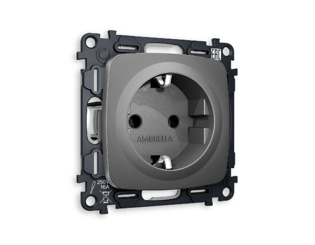 Комплект механизма розетки с/з на винтовых зажимах Ambrella Volt Omega MO656010 Комплект механизма розетки с/з на винтовых зажимах Ambrella Volt Omega MO656010