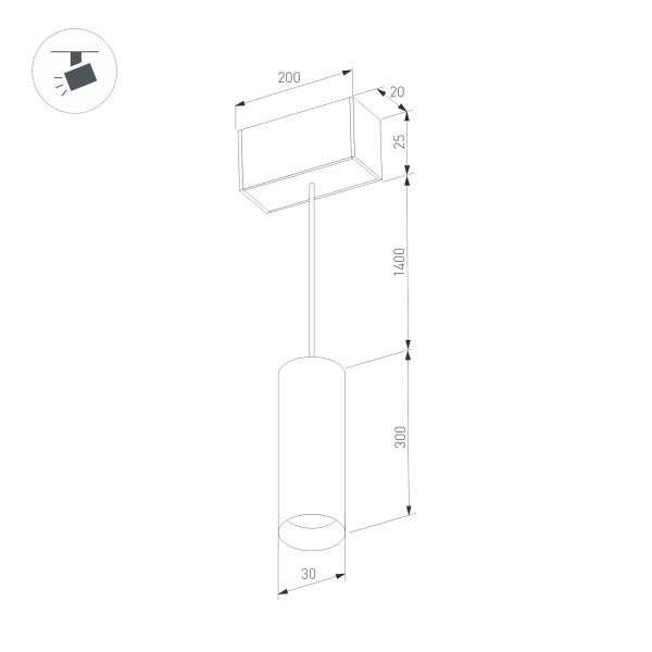Трековый светильник для магнитного шинопровода Arlight Mag-Spot-Hang-25-R30-5W Day4000 034245 Трековый светильник для магнитного шинопровода Arlight Mag-Spot-Hang-25-R30-5W Day4000 034245