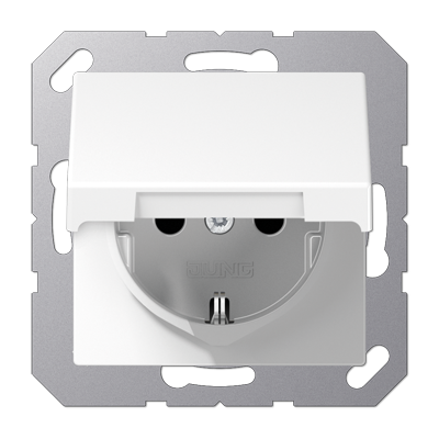 Розетка 2K+З cо шторками и крышкой Jung A1520KIKLWW Розетка 2K+З cо шторками и крышкой Jung A1520KIKLWW