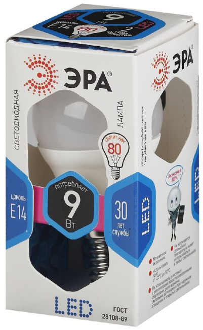 Лампа светодиодная Эра E14 9W 4000K LED P45-9W-840-E14 Б0029042 Лампа светодиодная Эра E14 9W 4000K LED P45-9W-840-E14 Б0029042