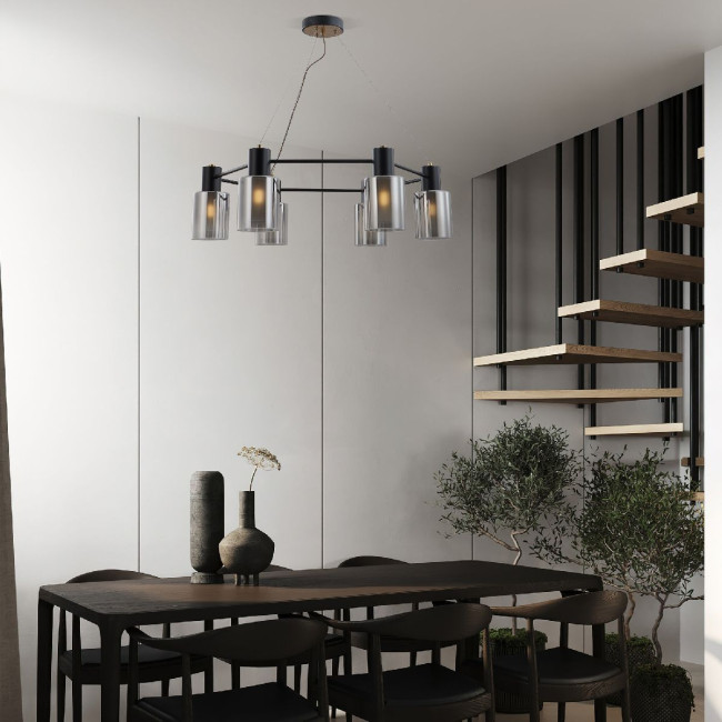 Подвесная люстра Eurosvet Notion 70219/6 черный/античная бронза a065299