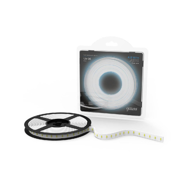 Светодиодная лента Gauss 4,8W/m 60LED/m 2835SMD холодный белый 5M 312000305 Светодиодная лента Gauss 4,8W/m 60LED/m 2835SMD холодный белый 5M 312000305