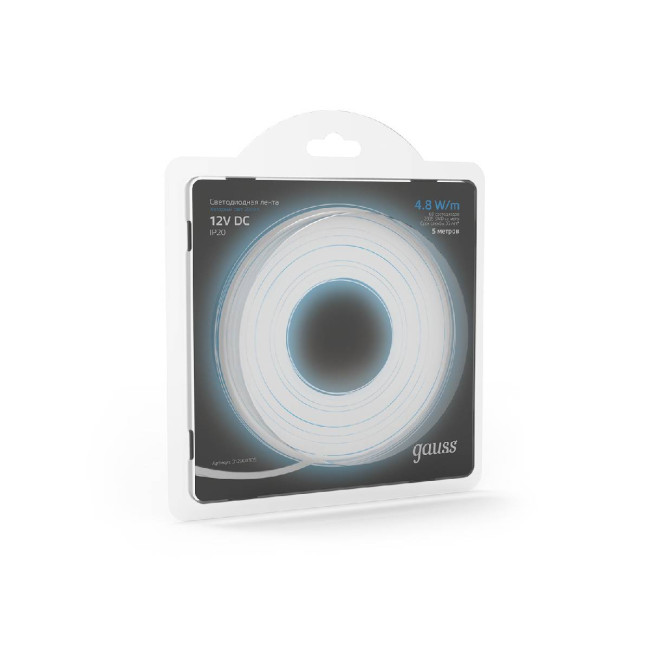 Светодиодная лента Gauss 4,8W/m 60LED/m 2835SMD холодный белый 5M 312000305 Светодиодная лента Gauss 4,8W/m 60LED/m 2835SMD холодный белый 5M 312000305