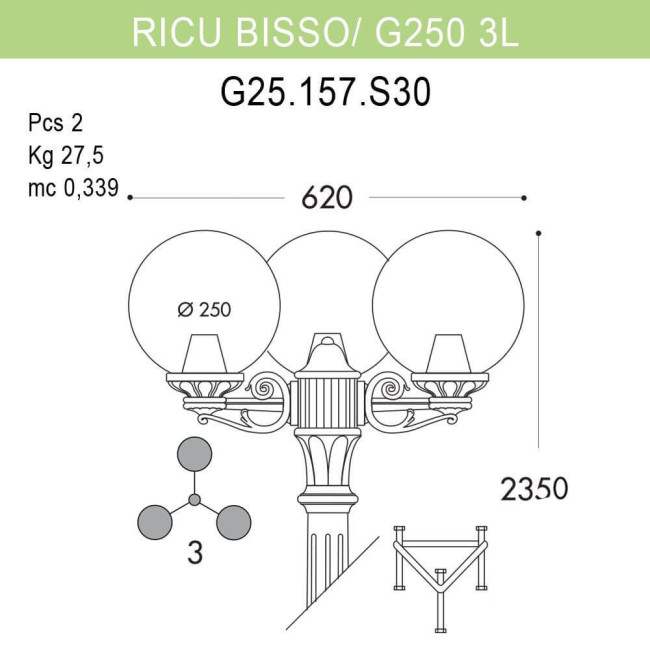 Уличный фонарь Fumagalli Ricu Bisso/G250 G25.157.S30.AZE27