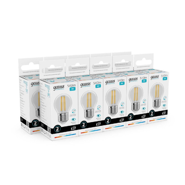Лампа светодиодная Gauss Filament Elementary E27 8W 4100K 52228
