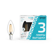 Лампа светодиодная Gauss Basic Filament E14 5,5W 4100K 1031126T Лампа светодиодная Gauss Basic Filament E14 5,5W 4100K 1031126T