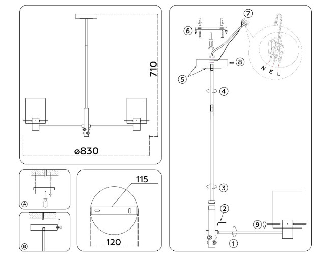 Люстра на штанге Ambrella Light High Light Modern LH57043 Люстра на штанге Ambrella Light High Light Modern LH57043