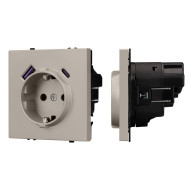 Механизм розетки с USB зарядкой Arlight  SCT-NOBE-MUAC-SFPL-CA (230V, 16A) 059444