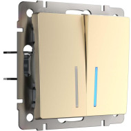 Выключатель двухклавишный Werkel шампань W1122111 4690389157165 a050861 Выключатель двухклавишный Werkel шампань W1122111 4690389157165 a050861