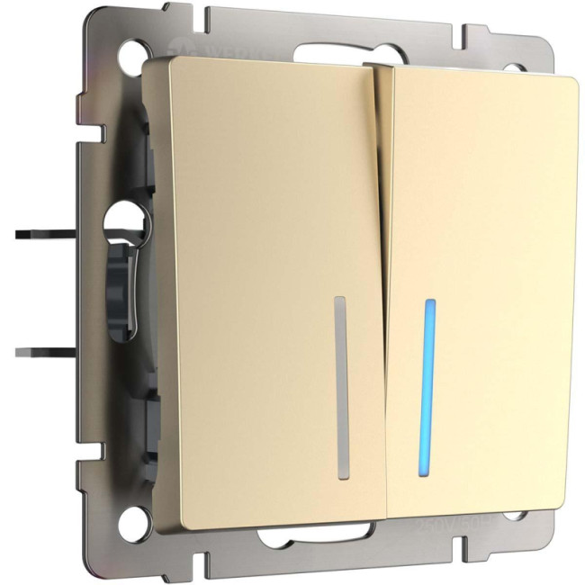 Выключатель двухклавишный Werkel шампань W1122111 4690389157165 a050861 Выключатель двухклавишный Werkel шампань W1122111 4690389157165 a050861