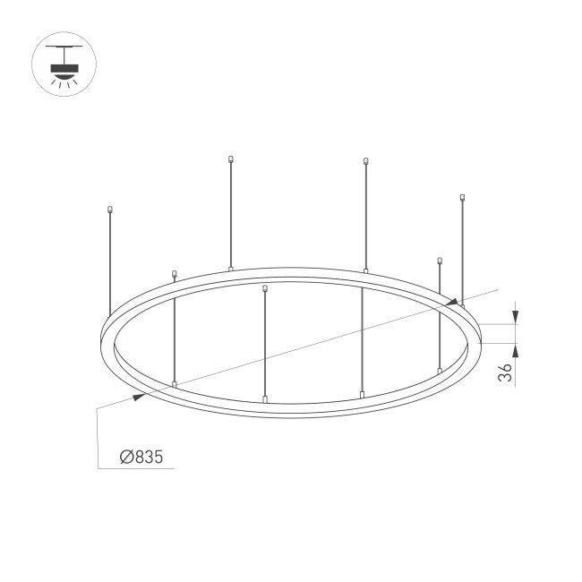Подвесной светильник Arlight SP-Line-Hang-Arc-O3535-D800-65W Day4000 034007(2) Подвесной светильник Arlight SP-Line-Hang-Arc-O3535-D800-65W Day4000 034007(2)