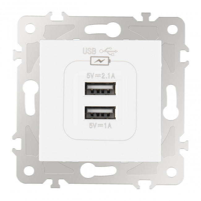 Розетка USB 2.1А+1А Arte Milano 203.46-1.white