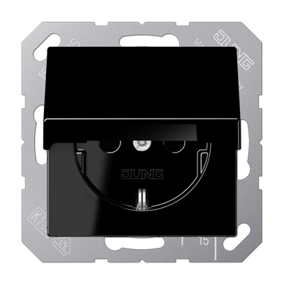 Розетка Schuko с откидной крышкой и защитой от детей Jung A1520KIKLSW Розетка Schuko с откидной крышкой и защитой от детей Jung A1520KIKLSW