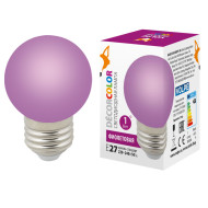 Лампа декоративная светодиодная (UL-00005652) Volpe E27 1W фиолетовая LED-G45-1W/PURPLE/E27/FR/С Лампа декоративная светодиодная (UL-00005652) Volpe E27 1W фиолетовая LED-G45-1W/PURPLE/E27/FR/С