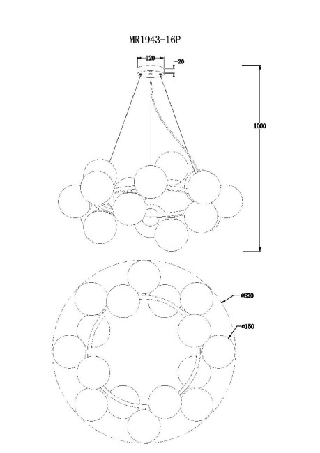 Подвесная люстра Myfar Aerton MR1943-16P Подвесная люстра Myfar Aerton MR1943-16P