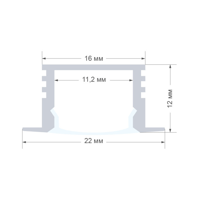 Профиль встраиваемый Apeyron ширина ленты до 10мм (рассеиватель, заглушки - 2шт) 08-11 Профиль встраиваемый Apeyron ширина ленты до 10мм (рассеиватель, заглушки - 2шт) 08-11