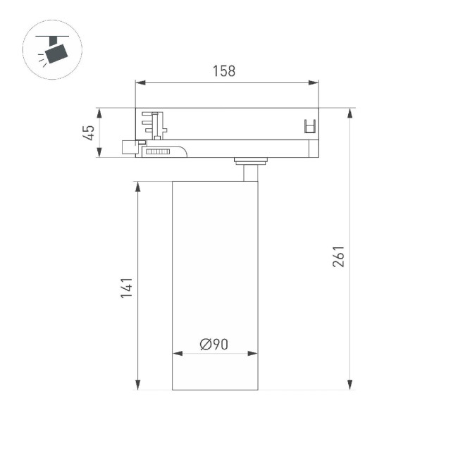 Трековый трехфазный светильник Arlight LGD-GERA-4TR-R90-40W Warm3000 (BK, 24 deg, 230V) 055163 Трековый трехфазный светильник Arlight LGD-GERA-4TR-R90-40W Warm3000 (BK, 24 deg, 230V) 055163