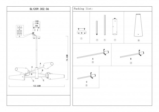 Люстра на штанге ST Luce Morave SL1209.302.06