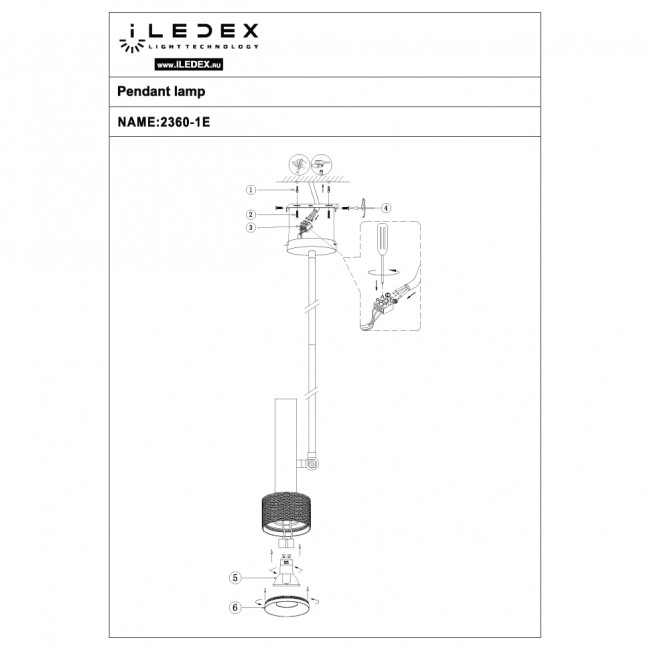 Подвесной светильник iLedex Delta 2361-1 BK+WH Подвесной светильник iLedex Delta 2361-1 BK+WH
