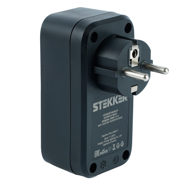 Сетевой фильтр 1-местный Stekker 220В 16А с выключателем Nova HM81-11-2 50691 Сетевой фильтр 1-местный Stekker 220В 16А с выключателем Nova HM81-11-2 50691