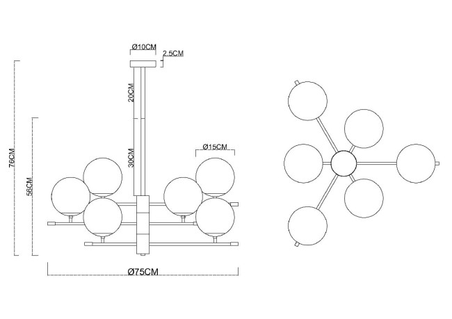 Люстра на штанге Arte Lamp Arkab A2225LM-6BK Люстра на штанге Arte Lamp Arkab A2225LM-6BK