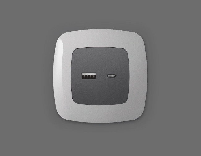 Лицевая панель для розетки 2USB тип A+C Ambrella Volt Omega OP6610 Лицевая панель для розетки 2USB тип A+C Ambrella Volt Omega OP6610