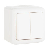 Выключатель двухклавишный Legrand Quteo 10A 250V IP44 белый 782302