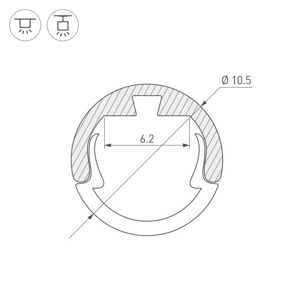 Профиль Arlight Round-D10.5-2000 Anod Black 033036 Профиль Arlight Round-D10.5-2000 Anod Black 033036