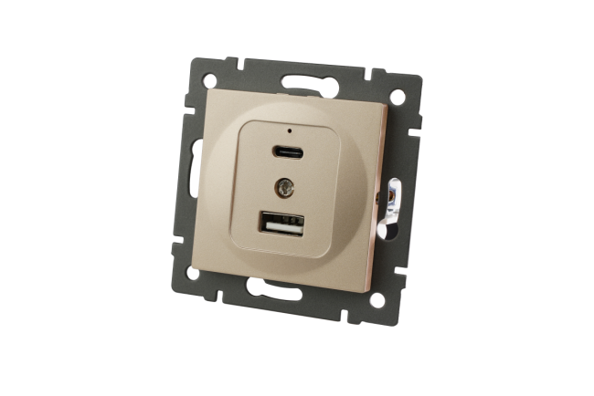 Механизм USB розетки Arlight SCT-MUAC-PL-GD-V (5V, 3A, QC4) 049841 Механизм USB розетки Arlight SCT-MUAC-PL-GD-V (5V, 3A, QC4) 049841