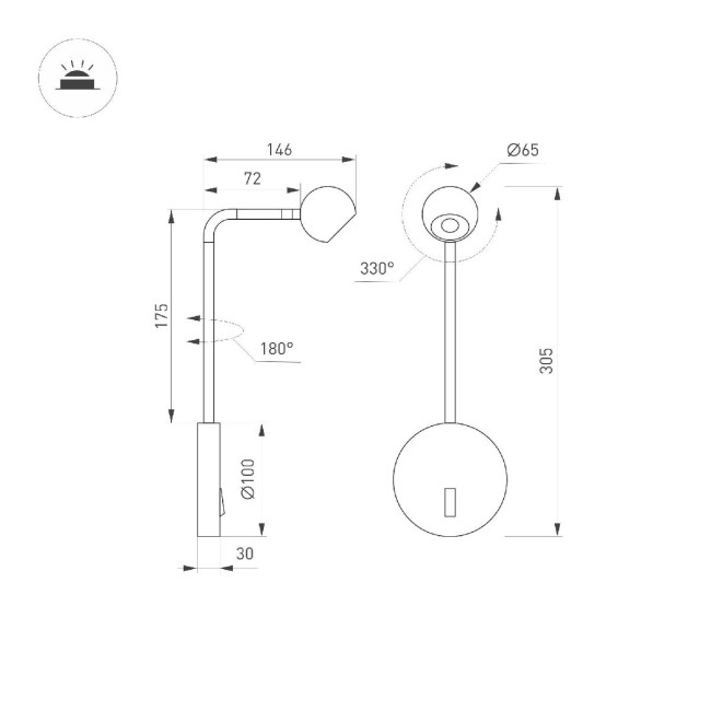 Бра Arlight SP-OTTORI-LONG-WALL-6W Warm3000 048168