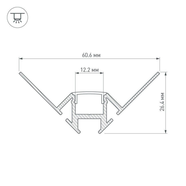 Профиль Arlight ARH-DECORE-S12-INT-2000 ANOD внутренний 023868 Профиль Arlight ARH-DECORE-S12-INT-2000 ANOD внутренний 023868