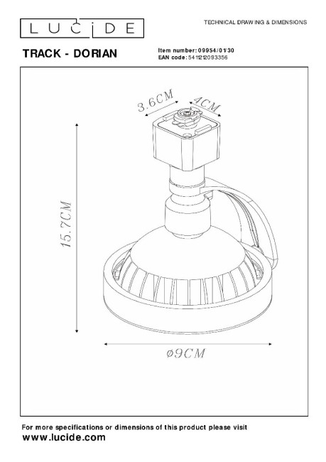 Трековый светильник Lucide Track - dorian 09954/01/30