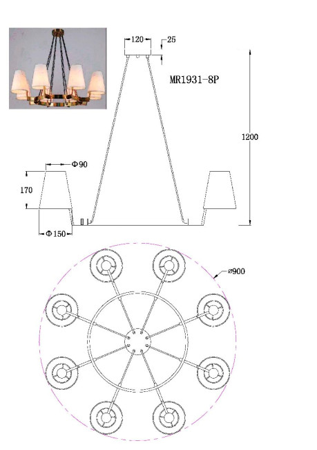 Подвесная люстра MyFar Aurora MR1931-8P Подвесная люстра MyFar Aurora MR1931-8P