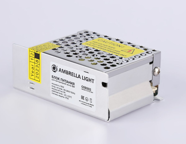 Блок питания Ambrella Light LED Driver 12V 36Вт AC90-260 3A IP20 GS9502 Блок питания Ambrella Light LED Driver 12V 36Вт AC90-260 3A IP20 GS9502