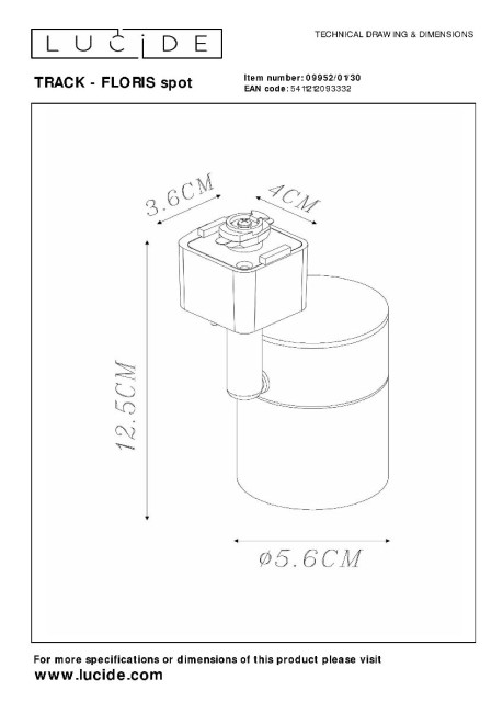 Трековый светильник Lucide Track - floris spot 09952/01/30