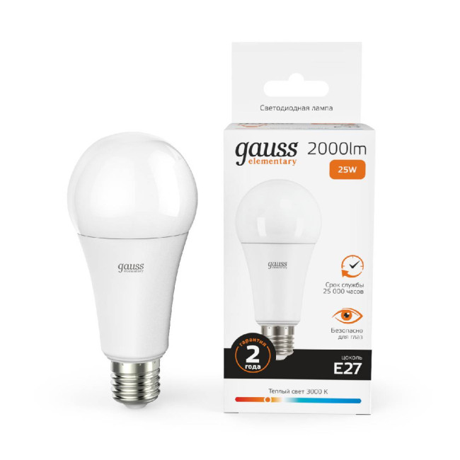 Лампа светодиодная Gauss E27 25W 3000K груша матовая 73215 Лампа светодиодная Gauss E27 25W 3000K груша матовая 73215