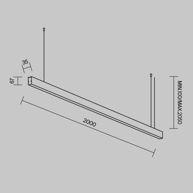 Линейный подвесной светильник Maytoni Technical 4000K 35x35 (Черный, 1 м) LL312012