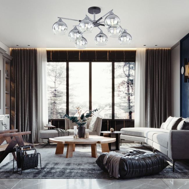 Люстра на штанге Arte Milano Napoli 339354/8 CR+BK Люстра на штанге Arte Milano Napoli 339354/8 CR+BK