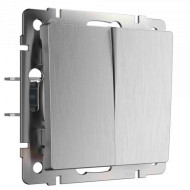 Выключатель двухклавишный проходной Werkel (cеребряный рифленый) W1122009 4690389159626