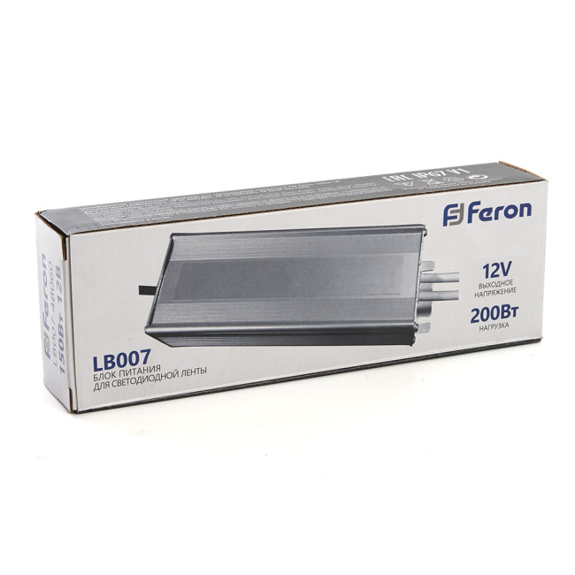 Трансформатор для светодиодной ленты Feron LB007 200Вт 12В IP67 48061 Трансформатор для светодиодной ленты Feron LB007 200Вт 12В IP67 48061