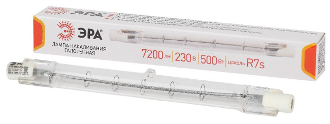 Лампа галогенная Эра R7S 500W 3000K J118-500W-R7s-230V Б0048495 Лампа галогенная Эра R7S 500W 3000K J118-500W-R7s-230V Б0048495