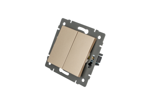 Механизм выключателя двухклавишный проходной Arlight SWT-MKP2-PL-GD-V (250V, 10A) 049895